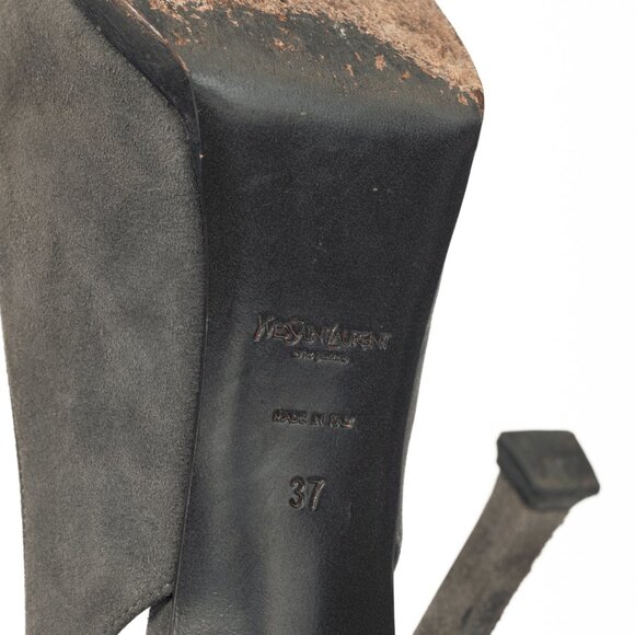 Yves Saint Laurent Tribtoo Grey Suede Platform Slingback Pumps - Picture 5 of 11